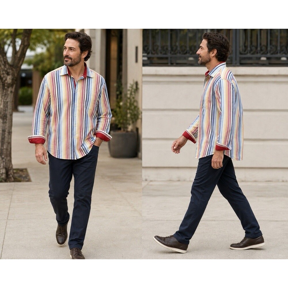 Haupt Germany Men’s Multicolor Striped Long-Sleeve Button-Up Shirt